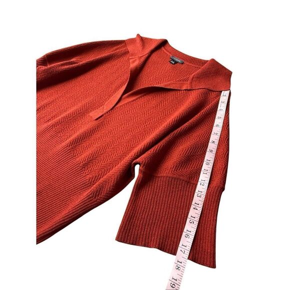 St. John Rustic Orange Wool Blend Santana Knit Collared Sweater Top Size L - Picture 9 of 11
